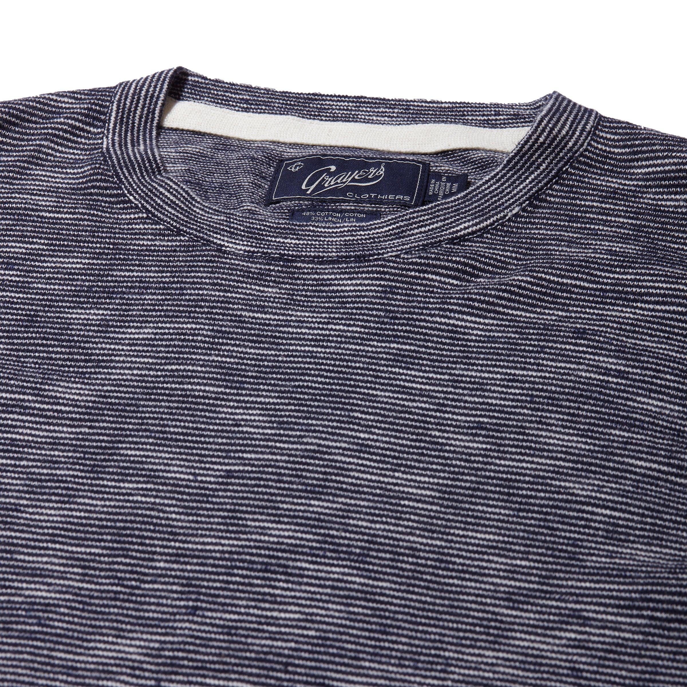 Marl Linen Cotton Sweater Crew - Navy Blue Product Image