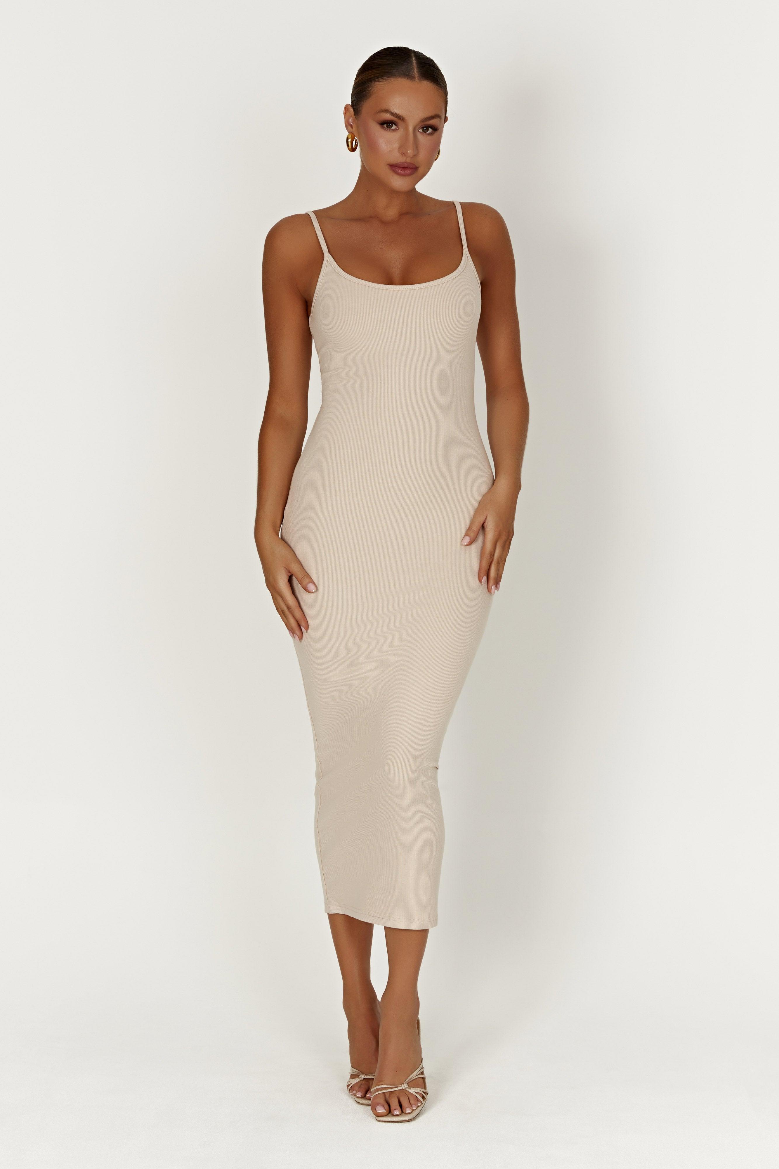 Alexis Ribbed Cami Midi Dress - Cream Product Image