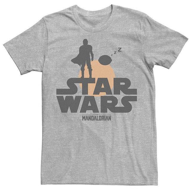 Mens Star Wars The Mandalorian The Child Sunset Silhouette Logo Tee Athletic Grey Product Image