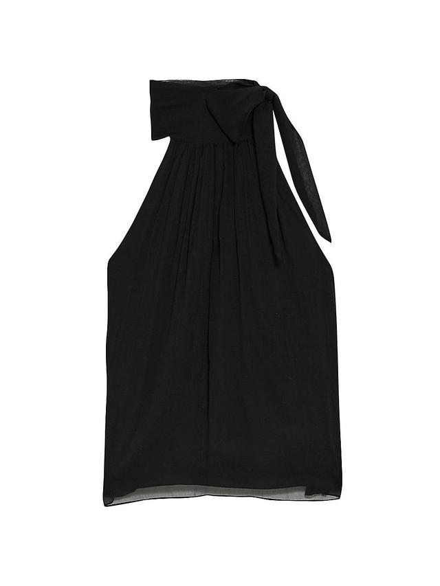 Theory Womens Halter Bow Silk Top - Black Product Image