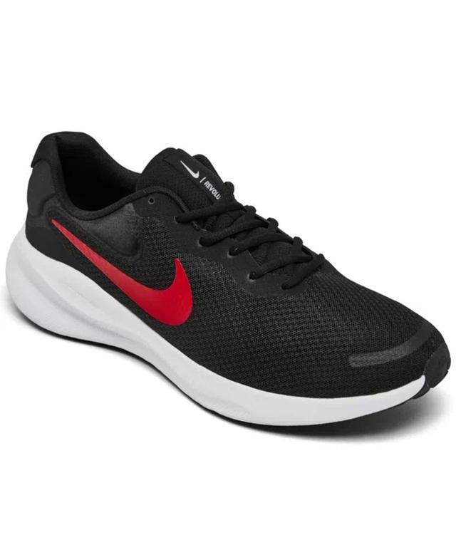 Men's Revolution 7 Running Sneakers From Finish Line In Black,university Red Product Image