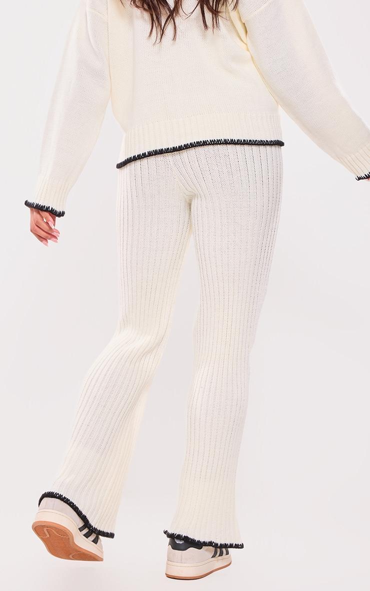 Maternity Cream Contrast Trim Knit Flares Product Image