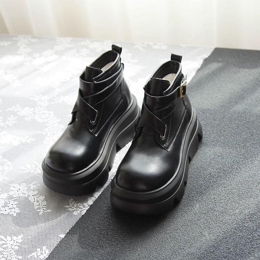 Platform Buckled Short Boots Product Image