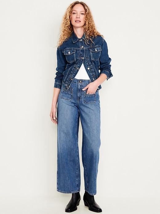 High-Waisted Baggy Wide-Leg Trouser Jeans Product Image