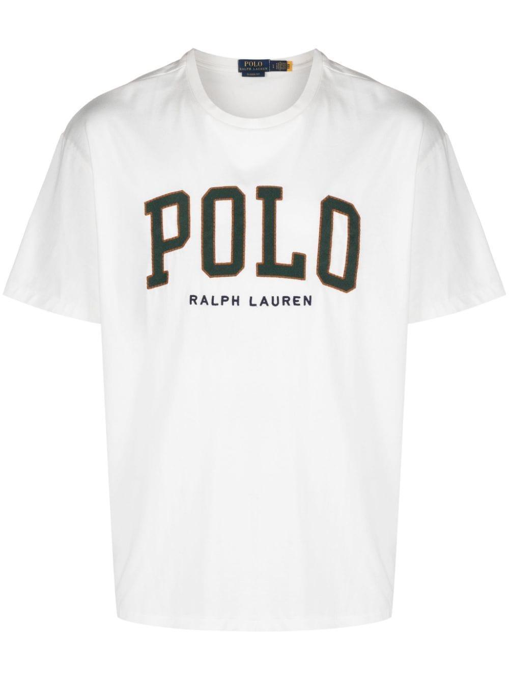 POLO RALPH LAUREN Logo-embroidered Cotton T-shirt In White Product Image