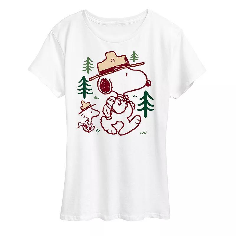 Womens Peanuts Snoopy & Woodstock Hiking Graphic Tee Product Image