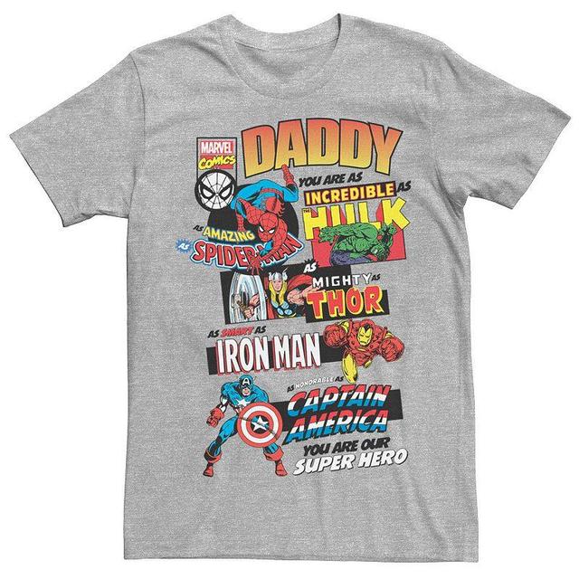 Mens Marvel Avengers Fathers Day Retro Comic Graphic Tee Athletic Grey Product Image