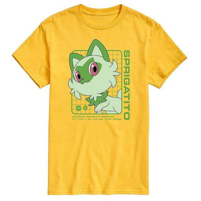 Mens Pokemon Sprigatito Stats Graphic Tee Yellow Product Image