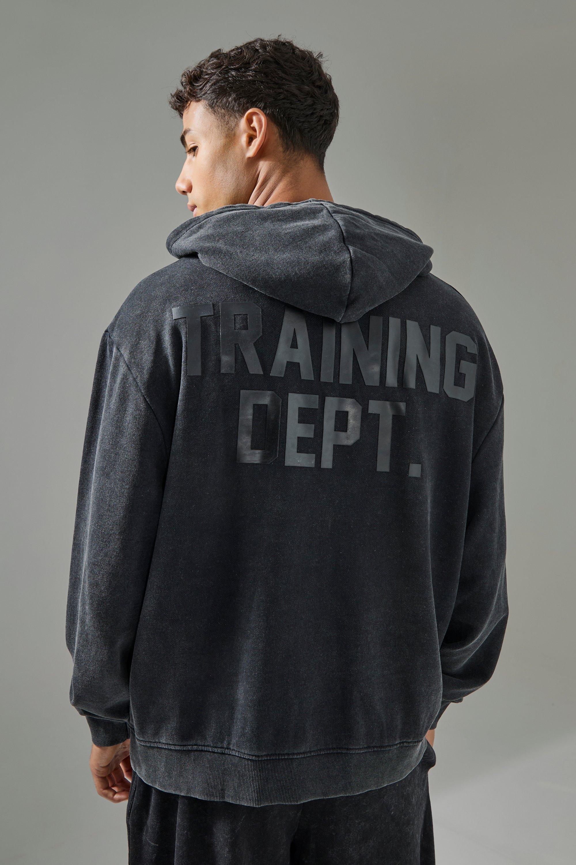 Man Active Training Dept Washed Boxy Hoodie | boohooMAN USA Product Image