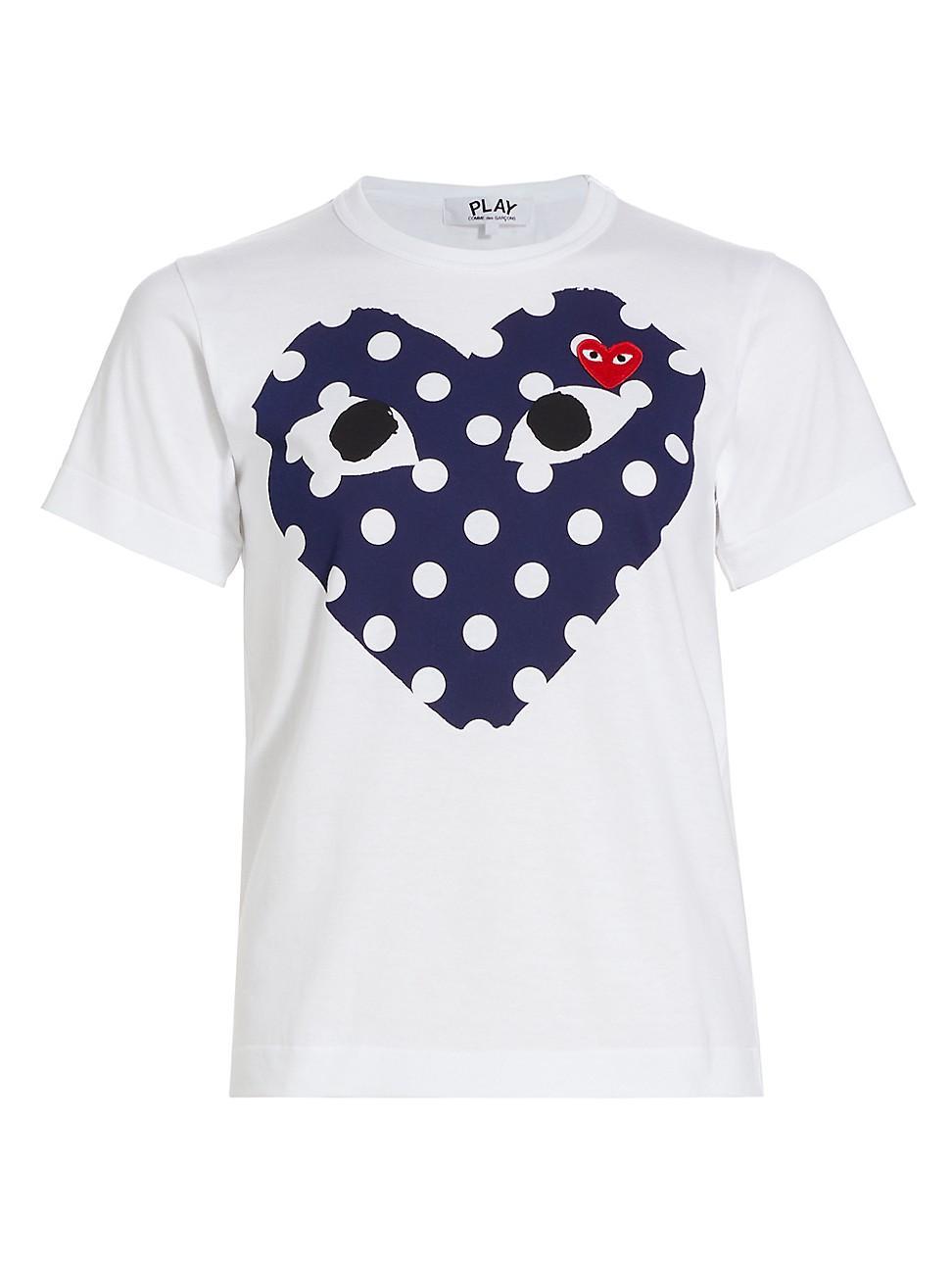 Womens Polka Dot Heart-Print Cotton Jersey T-Shirt Product Image