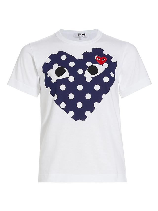 Womens Polka Dot Heart-Print Cotton Jersey T-Shirt Product Image