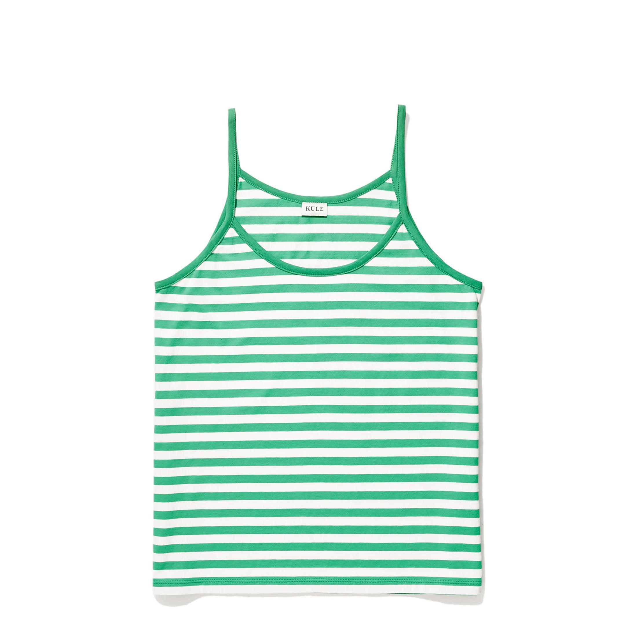 The New Spaghetti Tank - Green/White Female Product Image