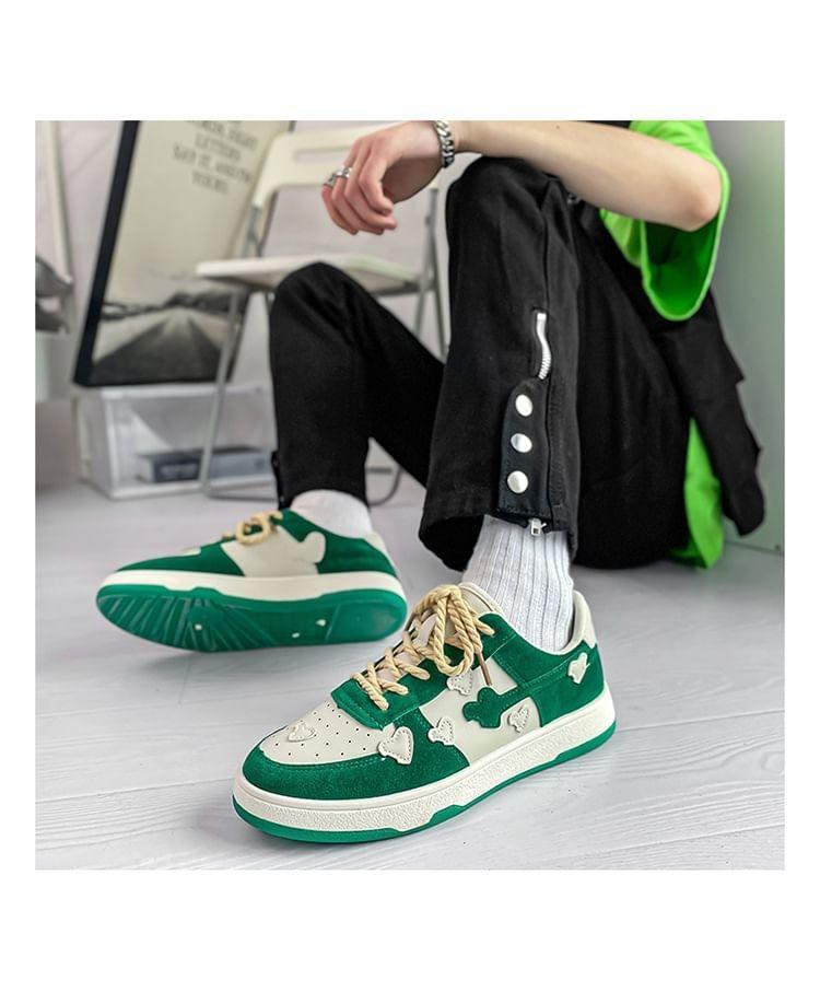 Platform Heart Applique Panel Sneakers Product Image