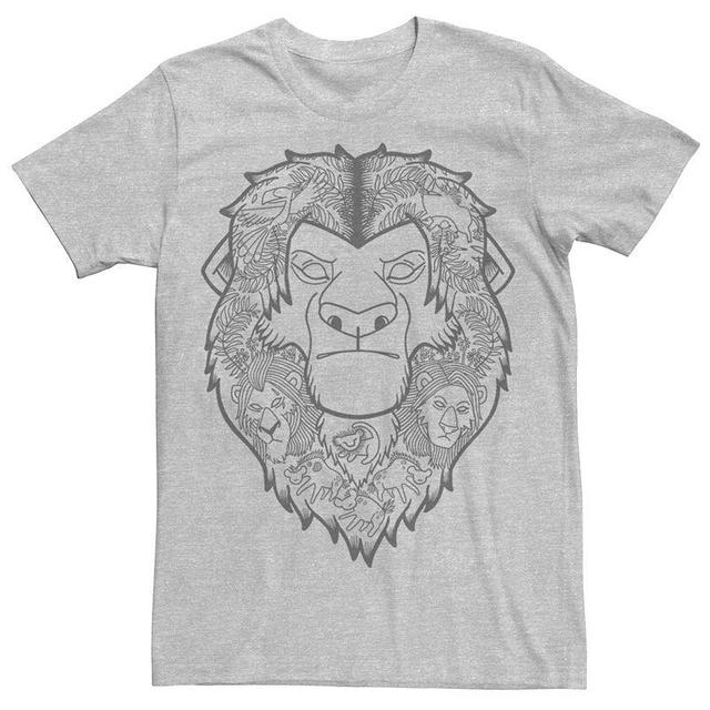 Mens Disneys The Lion King Drawn Character Fill Outlines Tee Athletic Grey Product Image