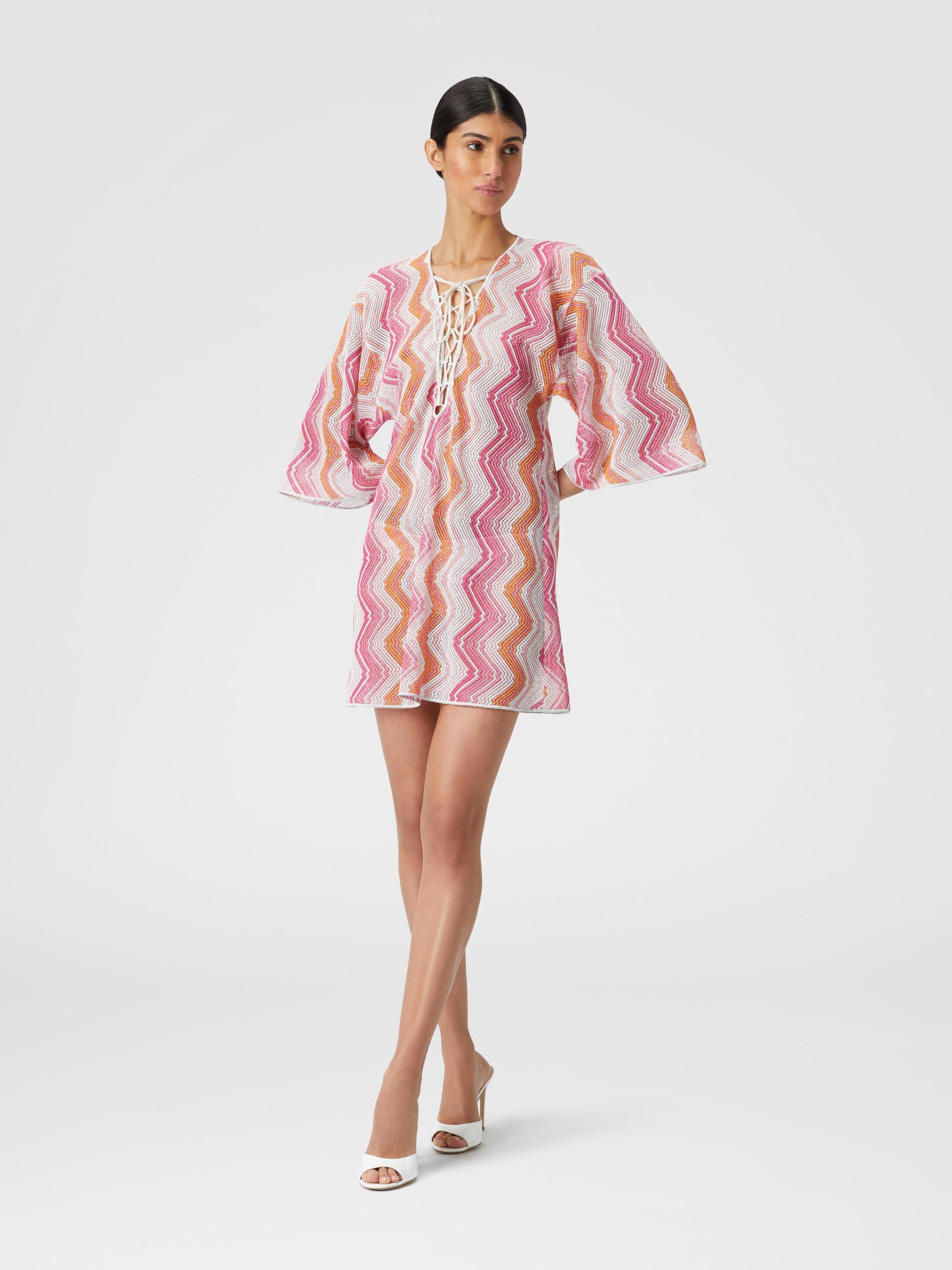 Short cover-up kaftan with braided lacing Product Image