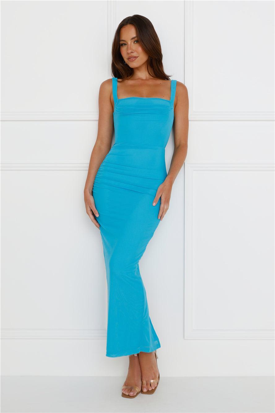 Simply Better Mesh Maxi Dress Blue Product Image