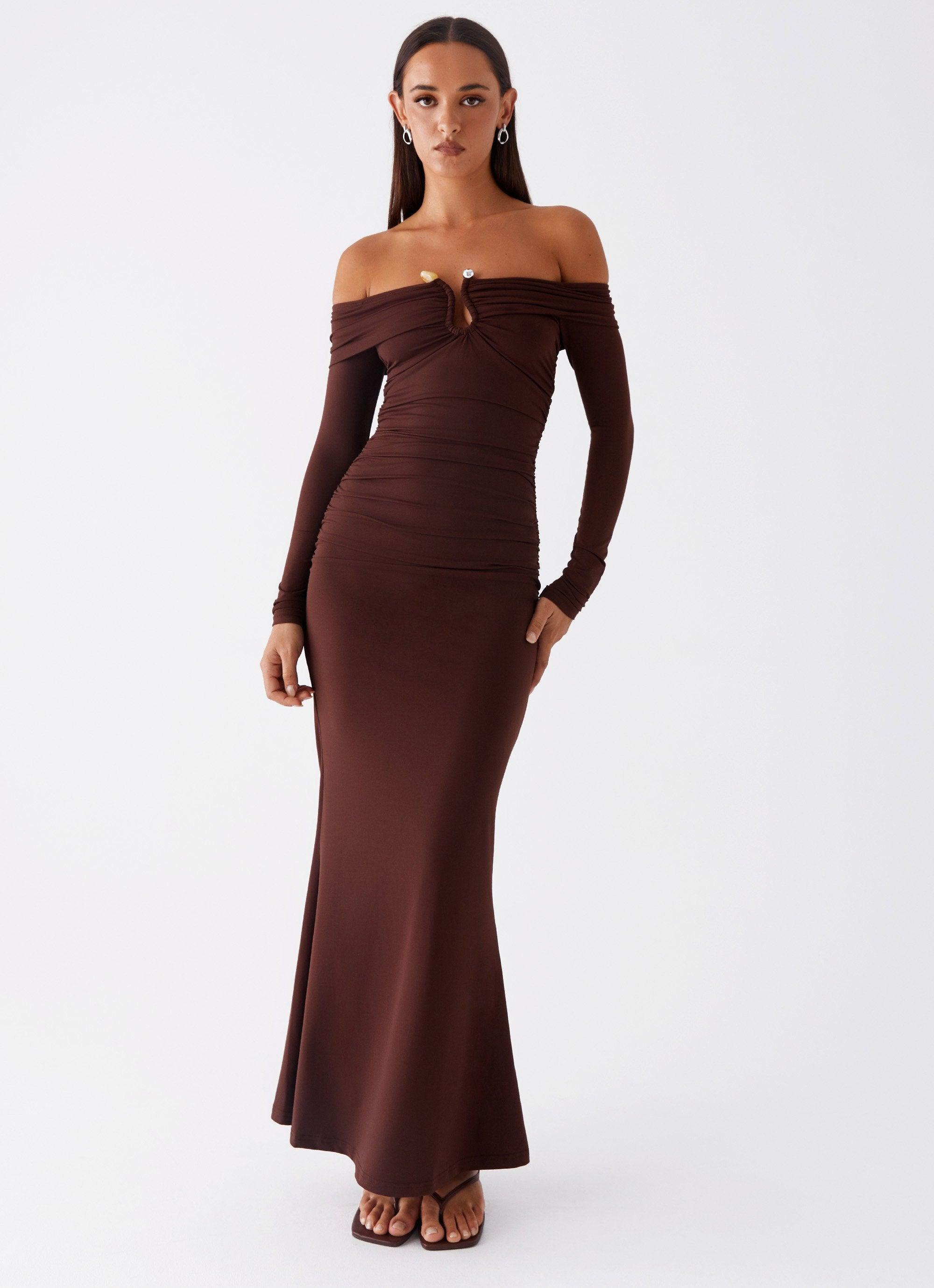 Rudy Long Sleeve Maxi Dress - Chocolate Product Image