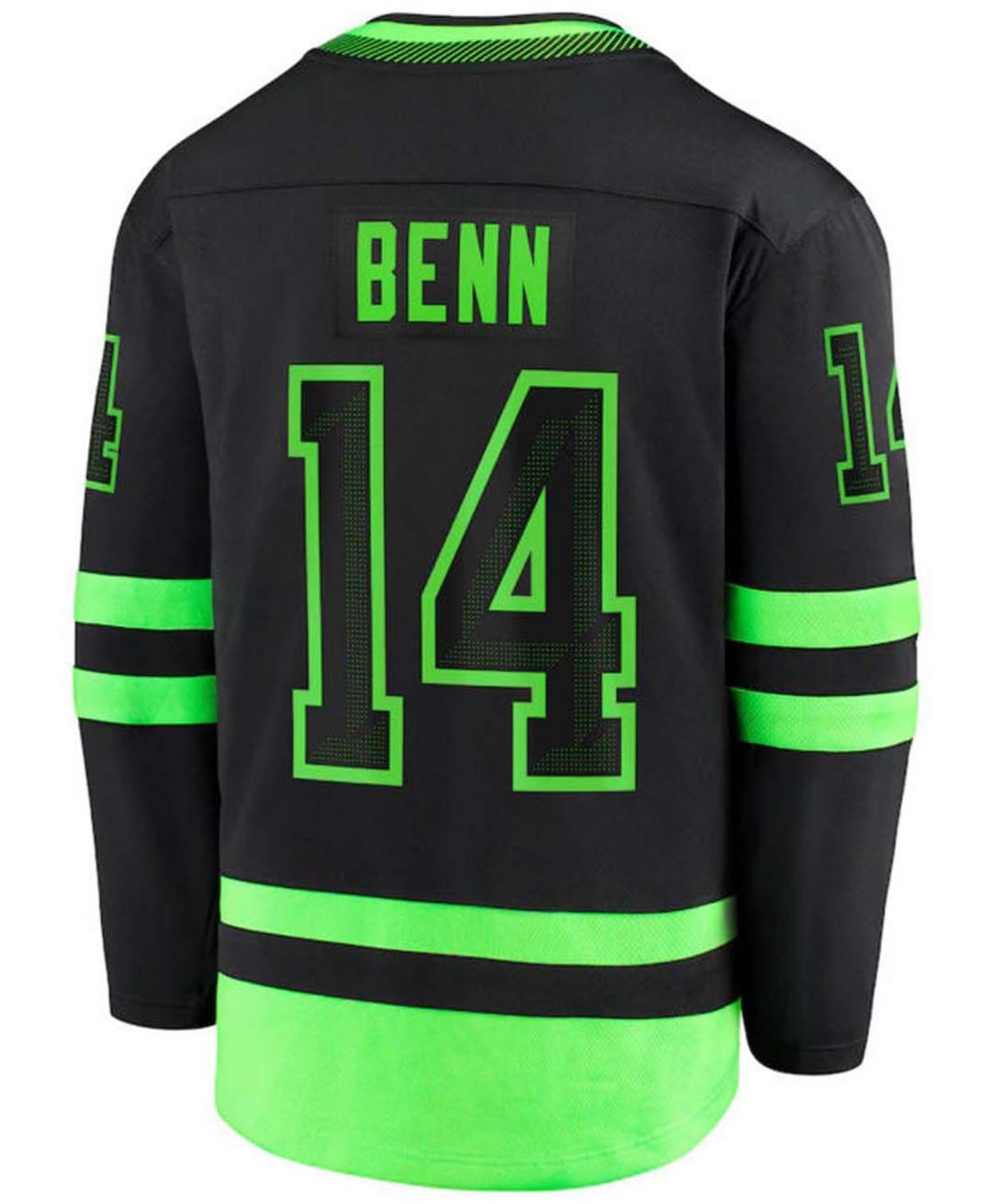 Authentic Nhl Apparel Dallas Stars Mens Breakaway Player Jersey - Jamie Benn - Black/Black/Neon Green Product Image