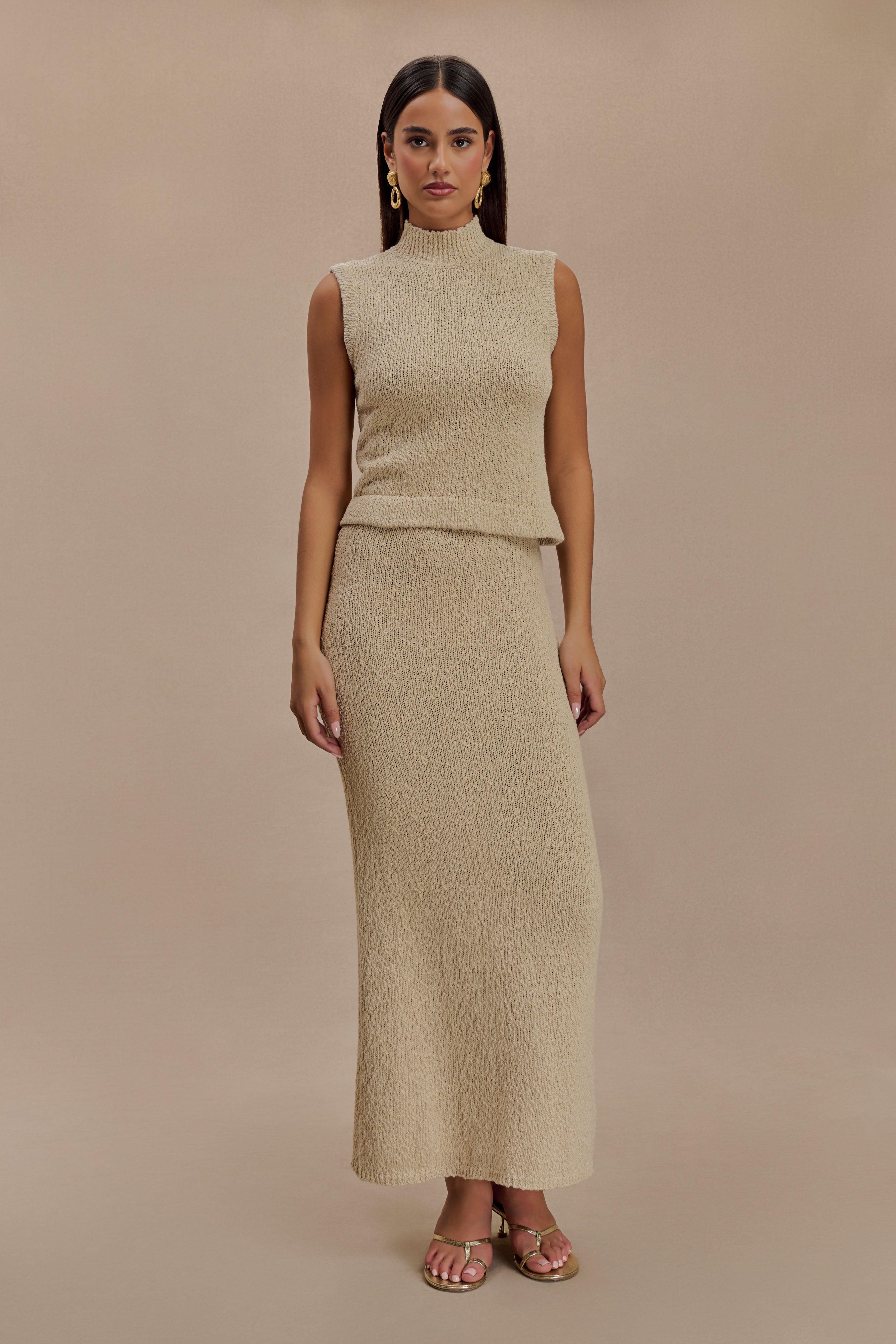 Moira Boucle Maxi Skirt - Wheat Product Image