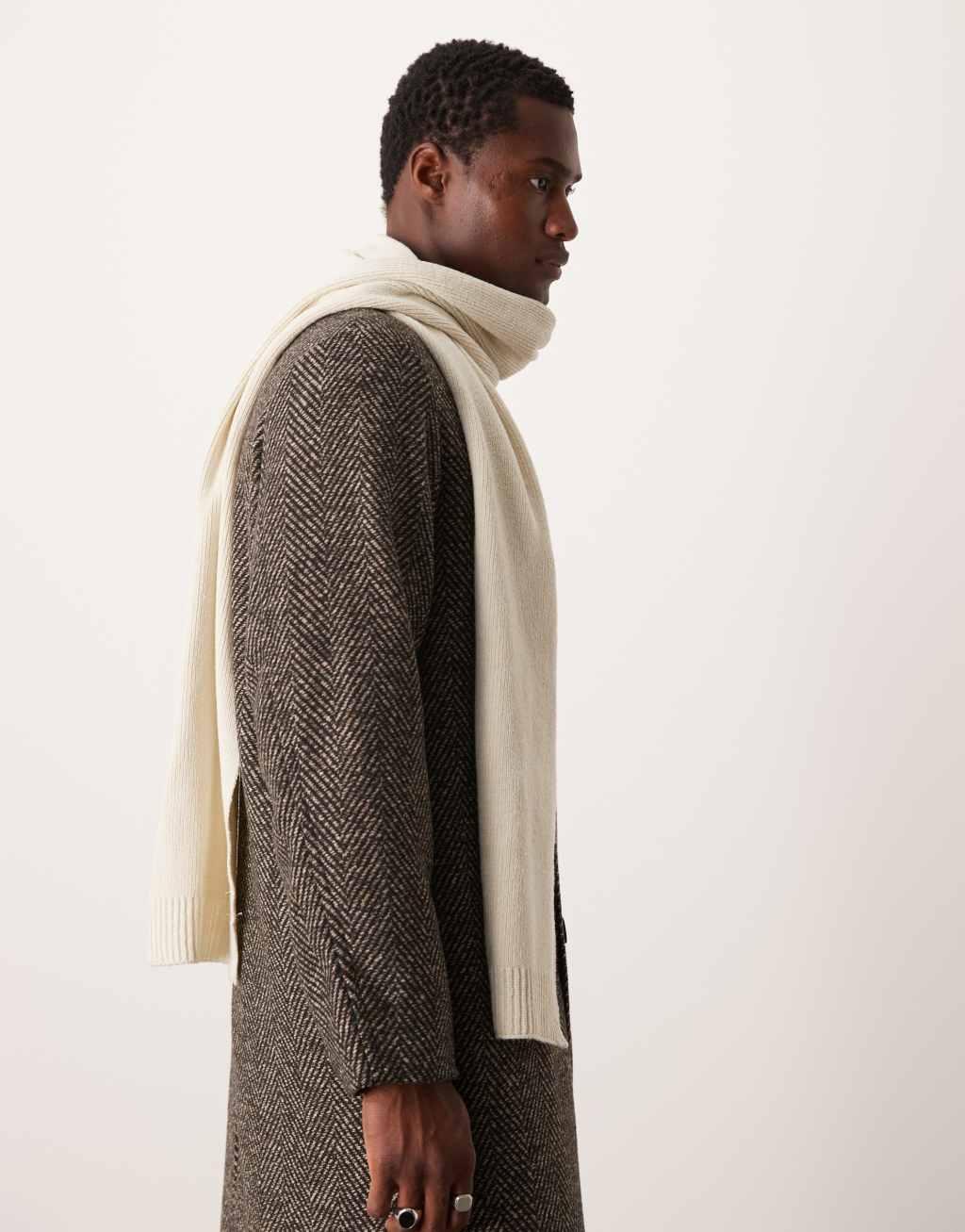 ASOS DESIGN knit scarf in cream Product Image