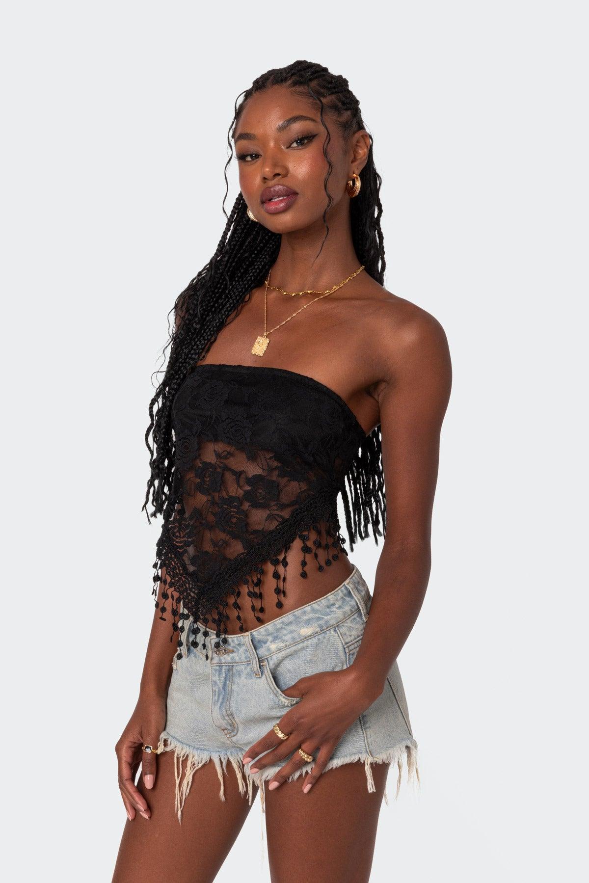 India Sheer Lace Strapless Top Product Image