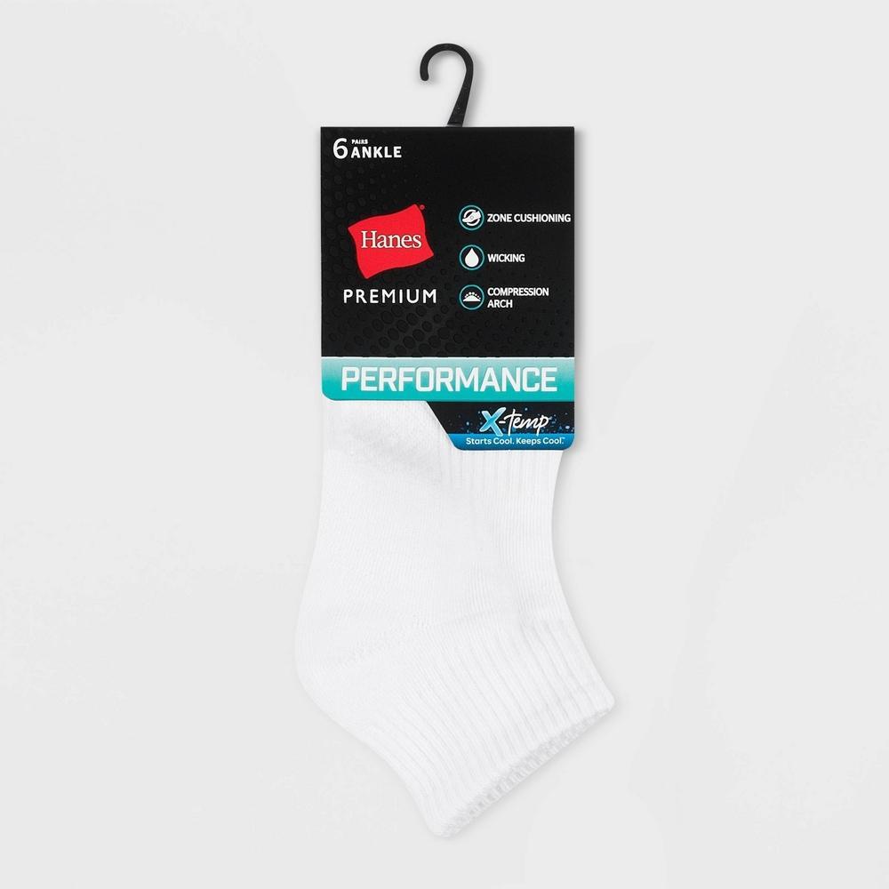 Hanes Performance Womens Cushioned 6pk Ankle Athletic Socks White 5-9 Product Image