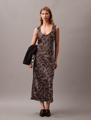 Crushed Satin Print Midi Dress Product Image