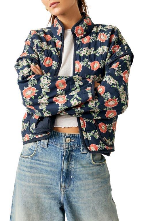 Free People Chloe Floral Print Collar Long Sleeve Quilt Jacket Product Image