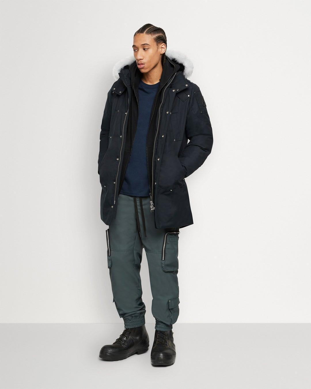 Moose knuckles Stirling Navy Parka with Natural Shearling Male Product Image