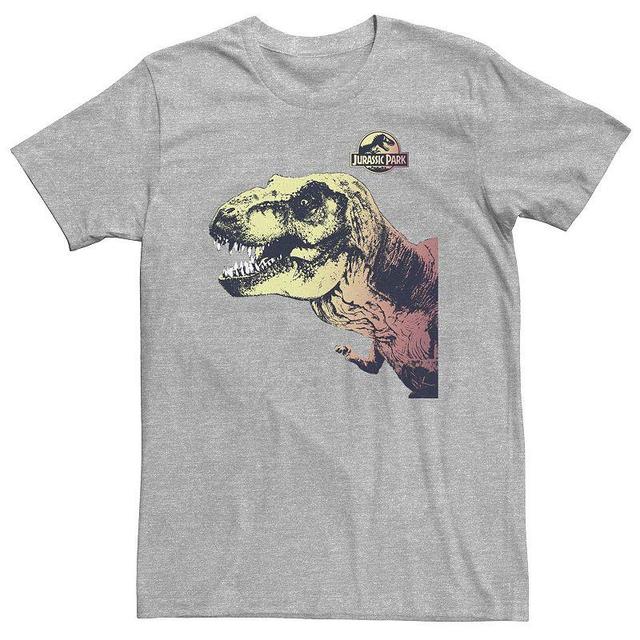 Big & Tall Jurassic Park T-Rex Sunset Color Fil In Tee, Mens Athletic Grey Product Image