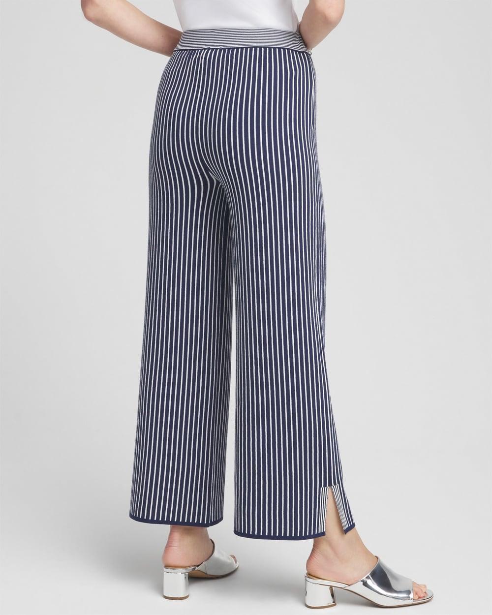 Stripe Wide Leg Sweater Cropped Pants Product Image