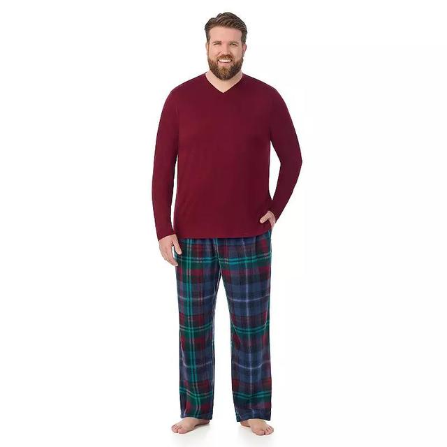 Big & Tall Cuddl Duds Cabin Fleece Long Sleeve Pajama Top & Plaid Pajama Pants Set, Mens Product Image