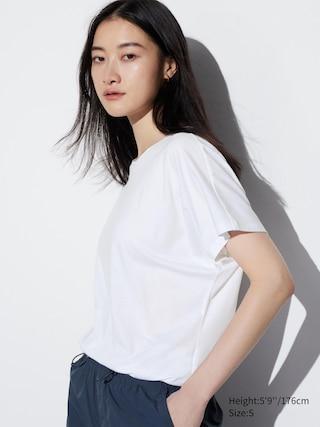 Womens Airism Drape Short Sleeve T-Shirt White XS UNIQLO US Product Image