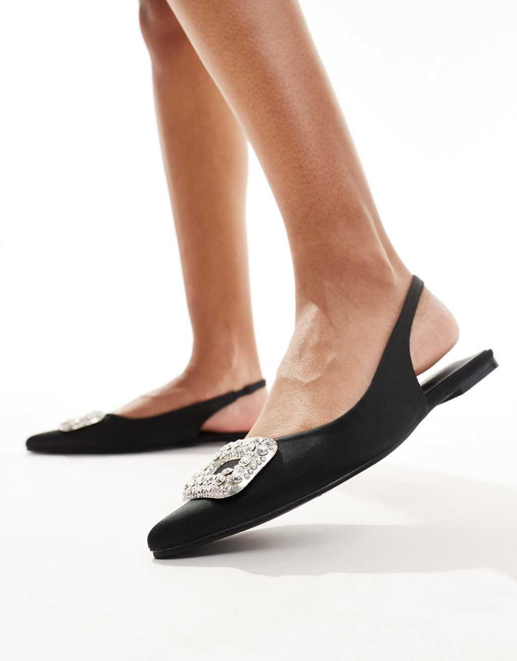 Glamorous slingback flat shoes in back Product Image