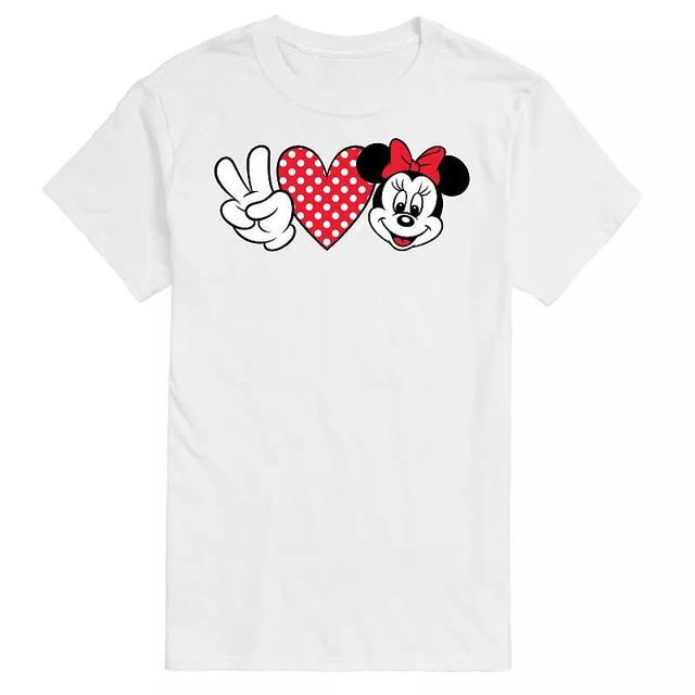 Big & Tall Disney Peace Love Minnie Tee, Mens White Product Image