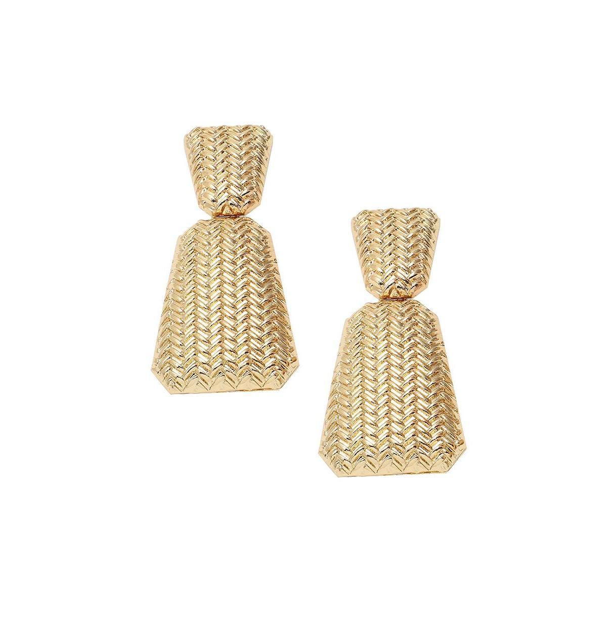 Sohi Womens Gold Herringbone Drop Earrings Product Image