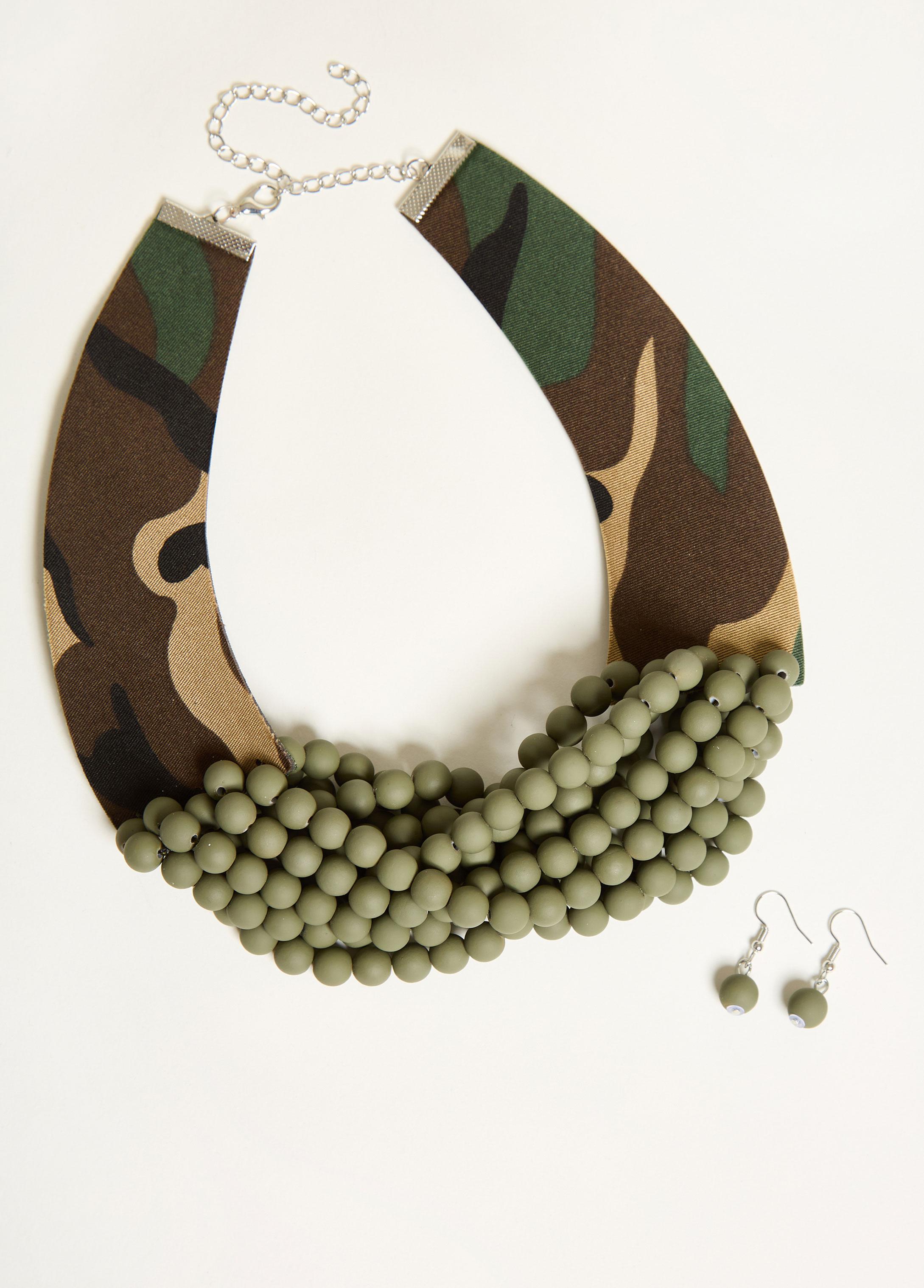 Beaded Camo Print Necklace Set Product Image