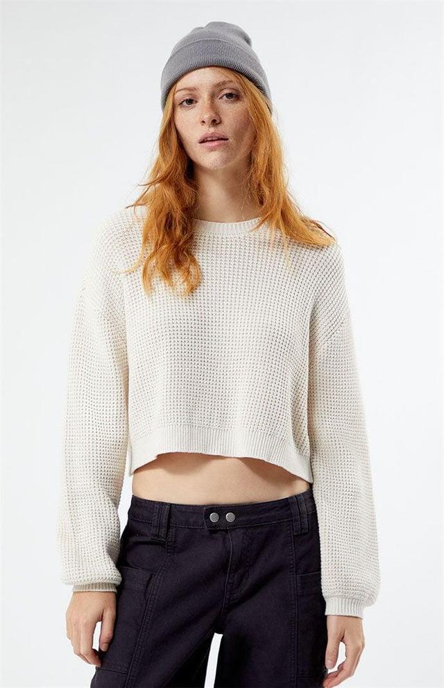 Womens Babe Waffle Knit Sweater Product Image