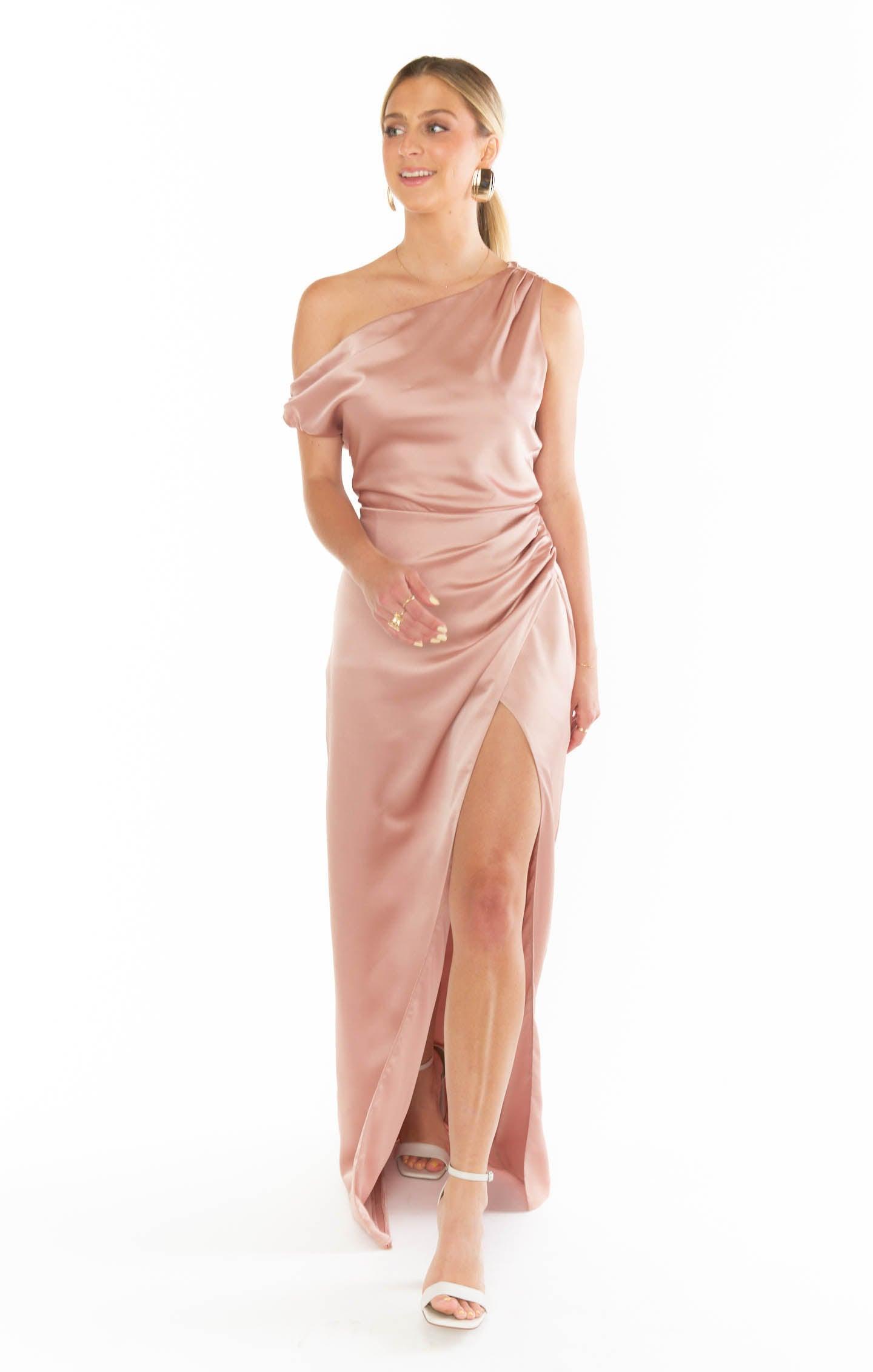 Jodie Dress ~ Rose Gold Luxe Satin Product Image