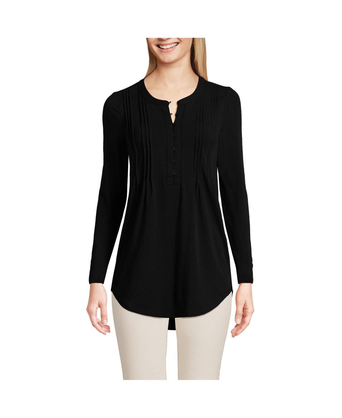 Lands End Womens Long Sleeve Lattice Pintuck Tunic Product Image