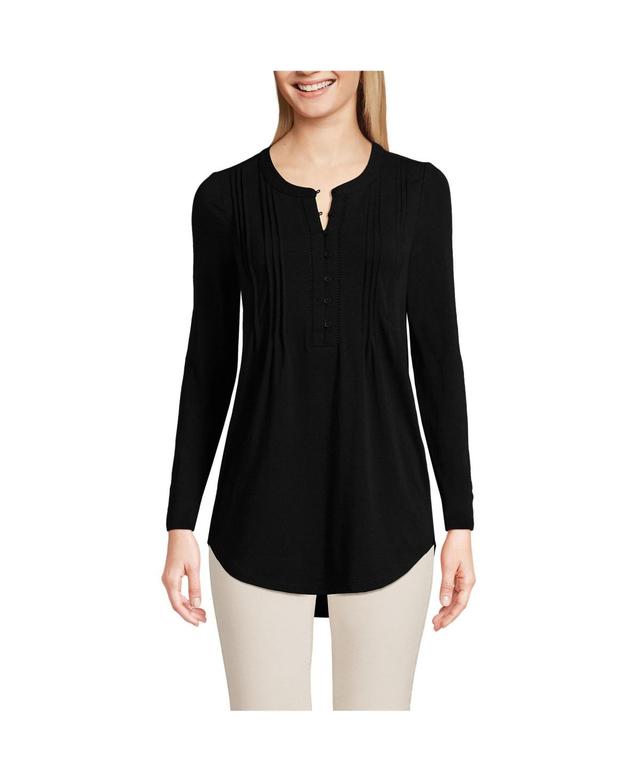 Lands End Womens Long Sleeve Lattice Pintuck Tunic Product Image