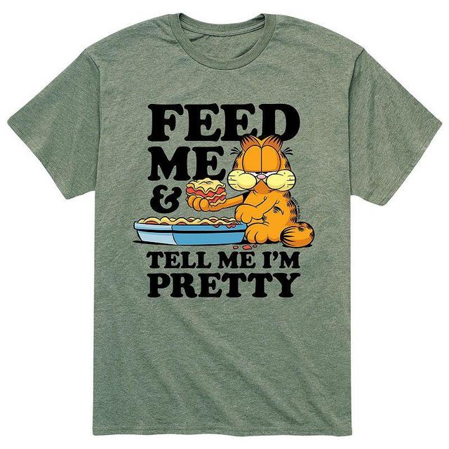 Mens Garfield Feed Me Tee Grey Military Green Product Image