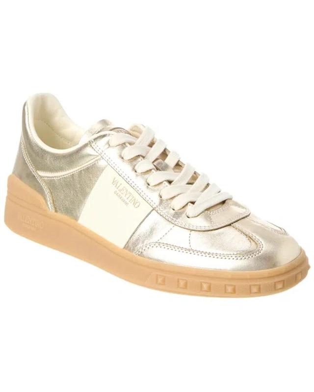 Valentino Upvillage Leather Sneaker In ホワイト/プラチナ Product Image