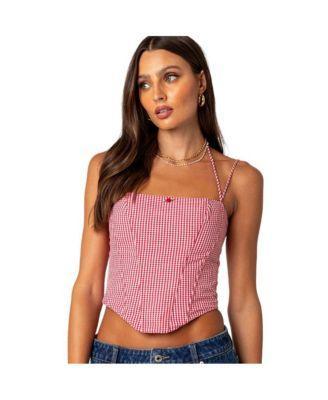 Womens Pippa Gingham Lace Up Corset Top Product Image