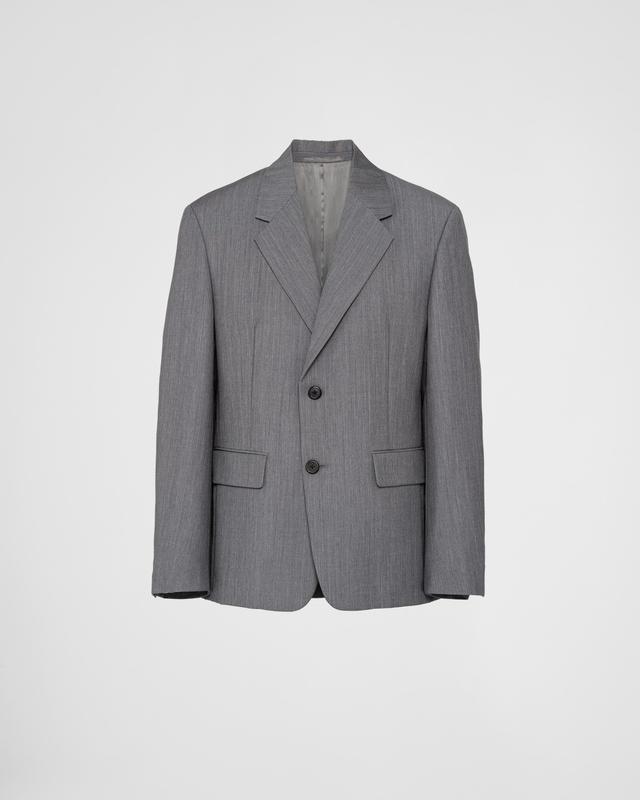 Single-breasted mohair wool jacket Product Image