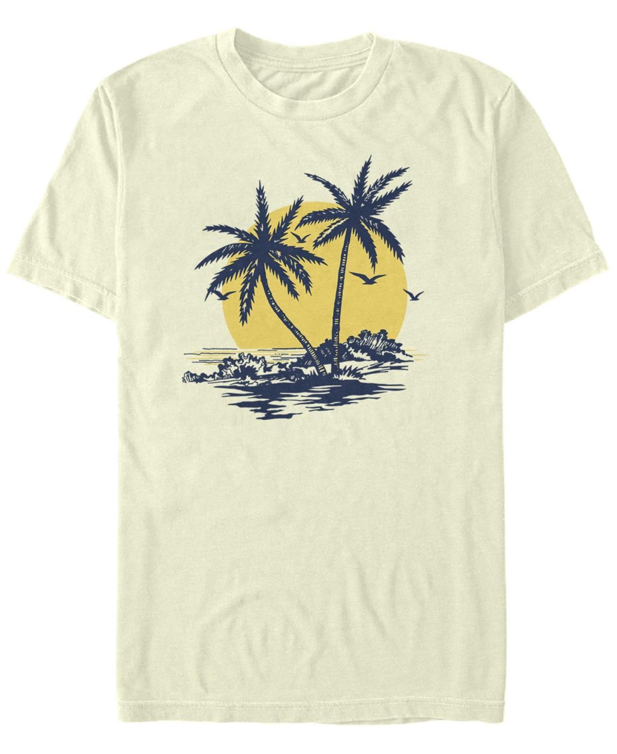 Mens Palm Trees Sunset Beach Graphic Tee Red Grey Product Image