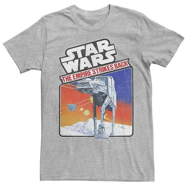 Mens Star Wars Empire Strikes Back Vintage AT-AT Sticker Tee Athletic Grey Product Image