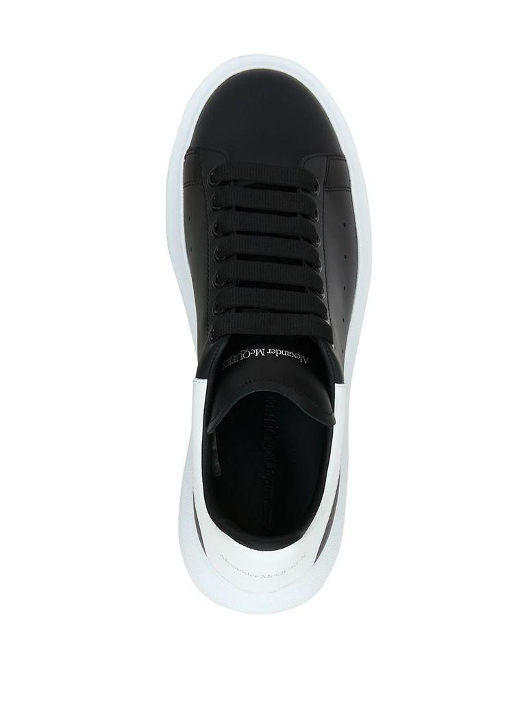 Exaggerated-sole Leather Sneakers In Black Bone Product Image