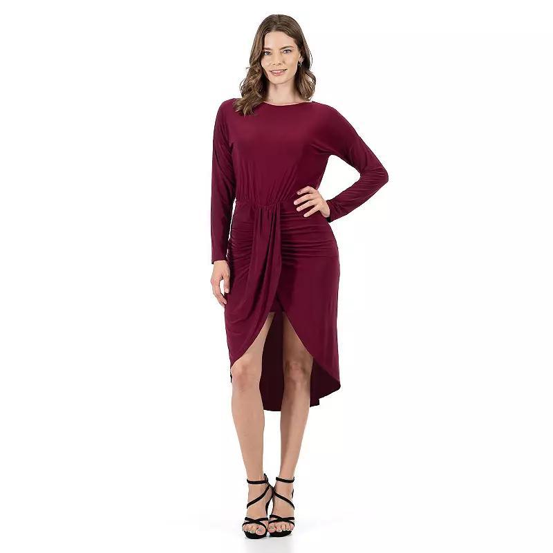 Womens 24Seven Comfort Apparel Long Sleeve Dressy Tulip Skirt Knee Length Dress Product Image