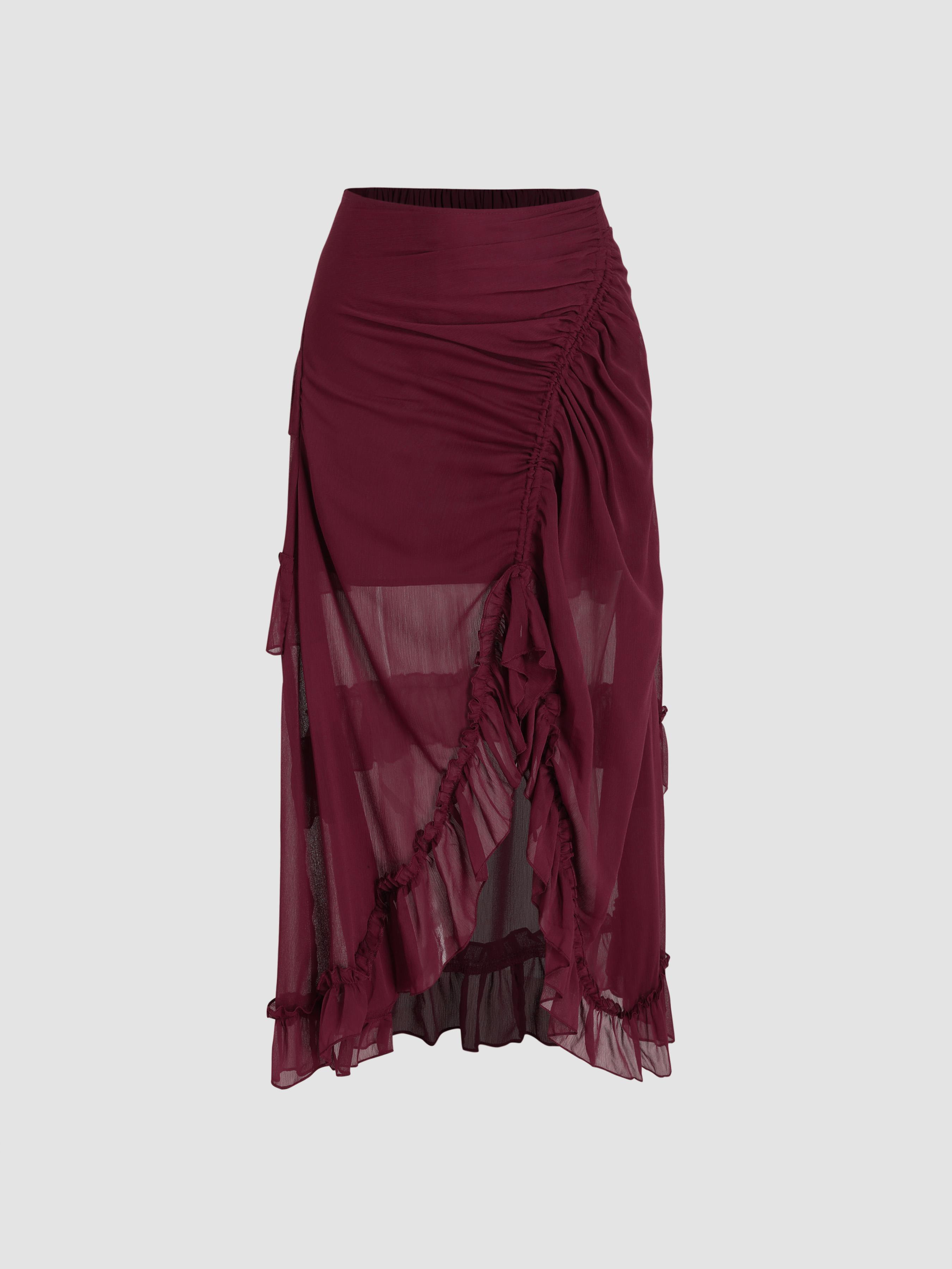 Ruffle Sheer High Waist Maxi Skirt Product Image